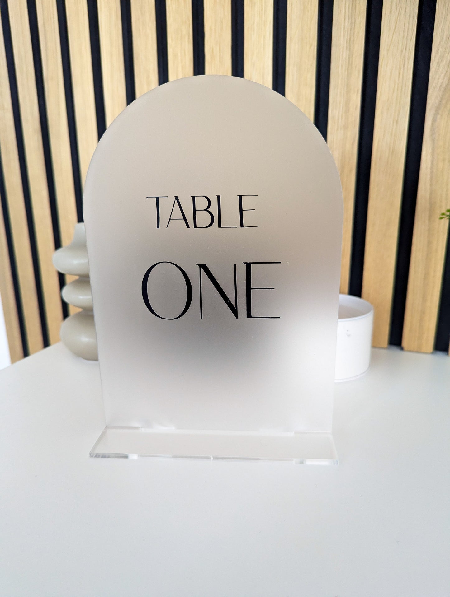 Frosted Acrylic Arched Wedding Table Number