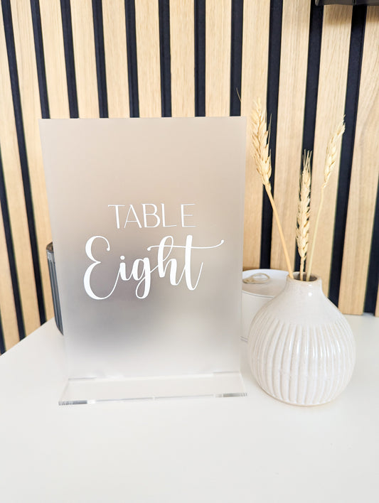 Frosted Acrylic Squared Wedding Table Number