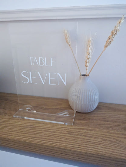 Clear Acrylic Squared Wedding Table Number