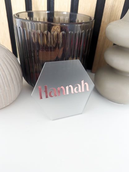 Frosted Acrylic Hexagonal Wedding Name Card