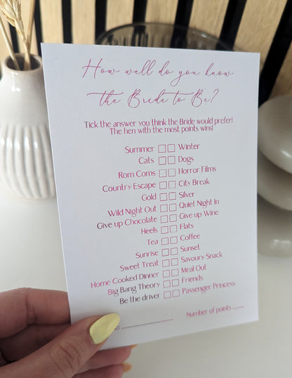 How Well Do You Know The Bride Game