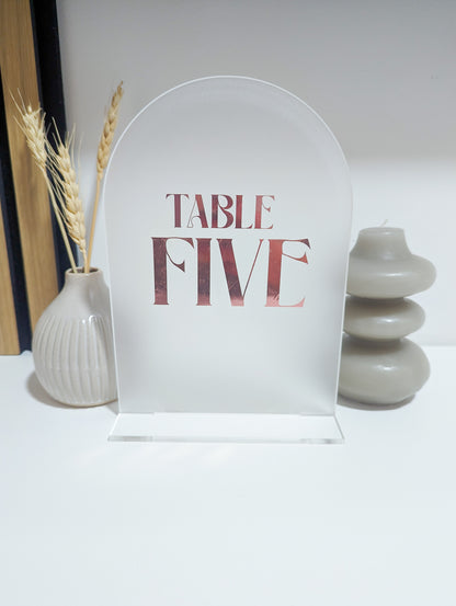 Frosted Acrylic Arched Wedding Table Number