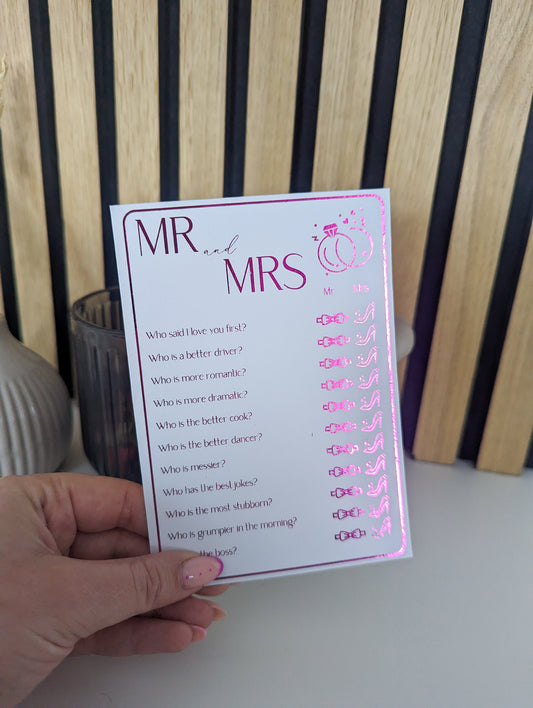 Mr & Mrs / What Did The Groom Say Hen Party Games