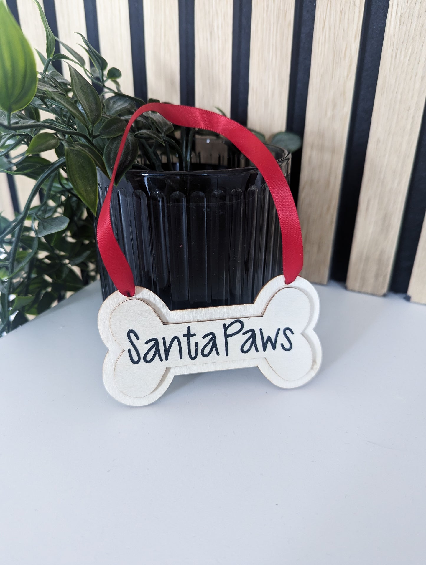 Santa Paws Double Layered Wooden Christmas Decoration